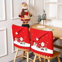 ผ้าคลุมเก้าอี้คริสต์มาส60x49ซม. Santa Snowman Red Hat Dinner Decor