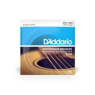 สายกีตาร์โปร่ง เบอร์ 12 D’Addario EJ16 Phosphor Bronze Light 012-053