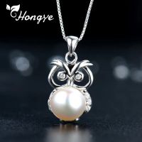 Hongye Women Pearl Necklaces Cute Animal Owl Pendant 925 Silver Woman Chains Created Birthday Gifts Female Fine Jewelry New