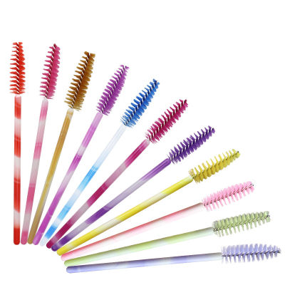 Adjustable Mascara Brush Rainbow Mascara Wand Applicator Eyelash Brush Disposable Eyebrow Brushes Two-color Bar Eyelash Curler Nylon Eyelash Brush Eyelash Comb