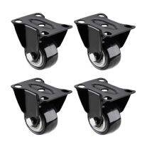 4Pcs 1.6 Inch Dia Heavy Duty 200KG Black Polyurethane Fixed Castor Wheels Trolley Furniture Caster