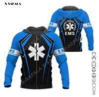 （ALL IN STOCK XZX）  Emergency Medical Service EMS 3D Printed Hoodies 02  (Free customized name logo for private chat, can be changed with or without zipper)