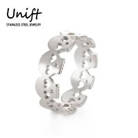 Unift Skull Rings for Women Men Stainless Steel Rings Gothic Punk Grunge Jewelry Fashion Finger Accessories Party Gift Halloween