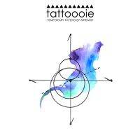 【ของตกแต่งเจ้าหญิง】 TATTOOOIE-เข็มทิศรอยสักชั่วคราวสีน้ำแบบเรียบง่าย