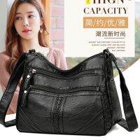 High-end Soft Leather Multi-Layer Bag Female Large-Capacity Casual Commuter Messenger Bag Simple All-Match Casual Bag Mi 【AUG】