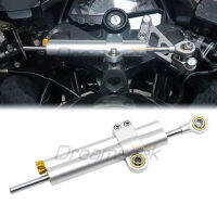 รถจักรยานยนต์พวงมาลัย Damper Linear Stabilizer ปรับได้ Universal BMW Kawasaki Yamaha Aprilia Safety Control Silver CNC Aluminium