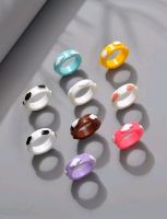 (1 ชิ้น)  แหวนเรซิ่น แหวนการ์ตูน แหวนแฟชั่นสไตล์เกาหลี แหวนอะคริลิค Resin Ring แหวนแฟนซี (มี 26 สีให้เลือกค่ะ)