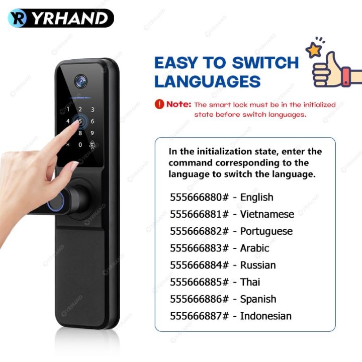 yrhand-h01-fechadura-eletronica-tuya-ไวไฟประตูล็อคอัจฉริยะอิเล็กทรอนิกส์ดิจิตอลด้วยกล้องไบโอเมตริกซ์ล็อคอัจฉริยะ-ip66ลายนิ้วมือ