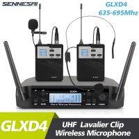 High Quality！GLXD4 Professional Dual Wireless Lavalier Microphone 600-699mhz System 2 Channel，With Bodypack Clip-on Mic Ear Mic