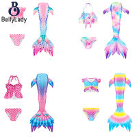 3 Pcs Girls Mermaid Swimsuit Colorful Fish Tail Split Swimwear Briefs Bikini Set Kids Beach Photography Props【fast】