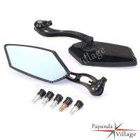 Papanda Motorcycle Universal Black Side Rearview Mirrors 8mm 10mm Street Bike Rear View Mirror for Scooter Cruiser Chopper Mirrors