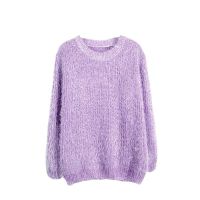 Womens Autumn Casual Loose O-neck Off Shoulder Long Sleeve Knitted Sweater