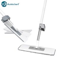 ₪☞ Flat Squeeze Mop With Folding Bucket Hand Free Washing Microfiber Replacement Pad Automatic Spin Floor Mop Household Cleaning