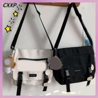 CXXP ผ้าใบแคนวาส Satchels ฝาพับ สีทึบทึบ กระเป๋า Crossbody มีสไตล์ สายคล้องไหล่ปรับได้ กระเป๋าสะพายไหล่แบบสั้น วัยรุ่นวัยรุ่น