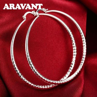 Aravant 925เงิน71มม. ตุ้มหูวงใหญ่สำหรับเป็นของขวัญเครื่องประดับงานแต่งงานแฟชั่นสำหรับผู้หญิง