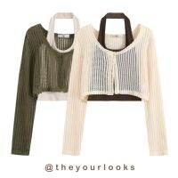 3.3 ใส่โค้ดลดเพิ่ม Theyourlooks  พร้อมส่ง Waffle knit set เซ็ต 2 ชิ้น Y2K (TYL527)