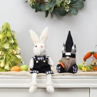 [COD] Cross-border new Easter decorations rabbit faceless old man doll home decoration black and white grid