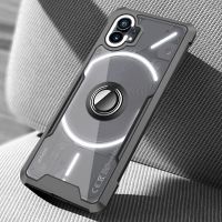 For Nothing Phone 1 5G Case Clear Acrylic Car Magnetic Holder Ring Protect Fundas Nothingphone 1 One A063 6.55" Shockproof Coque Phone Cases