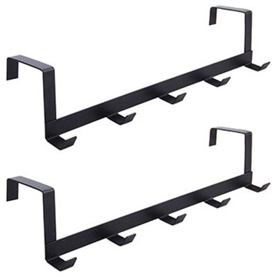 2X Smart Wide Over the Door Rack Wrought Iron Hook Black