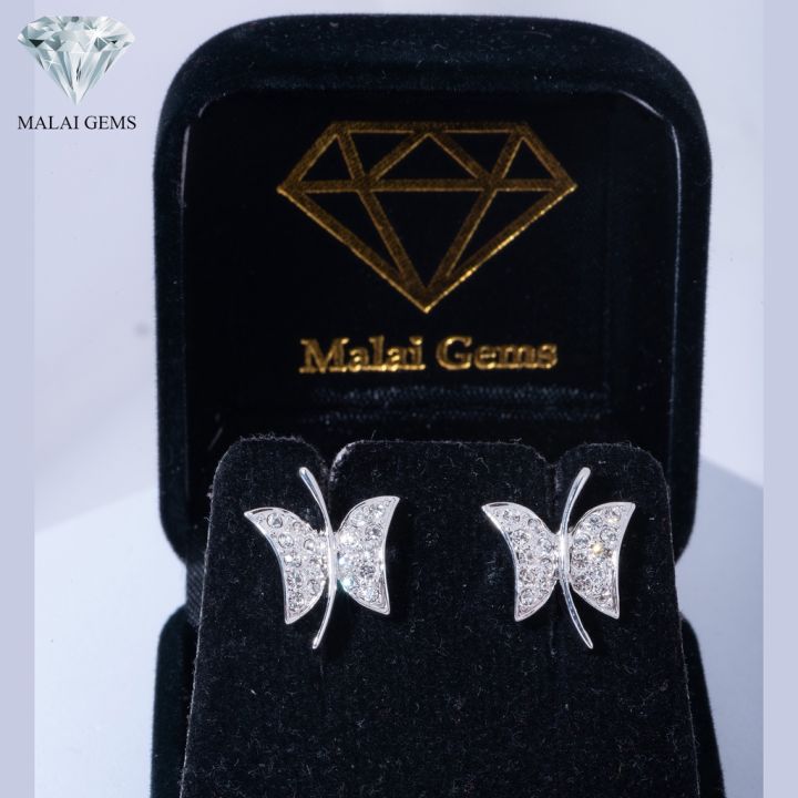 malai-gems-ต่างหูเพชร-เงินแท้-silver-925-เพชรสวิส-cz-เคลือบทองคำขาว-รุ่น-21002719แถมกล่อง-ต่างหูcz-ต่างหูเงินแท้