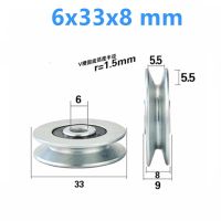 1Piece 6X33X8 mm White Zinc Plating V-groove  Groove Pulley Bearing Pulley Pulley Roller Pay-off Guide Wheel Bearing