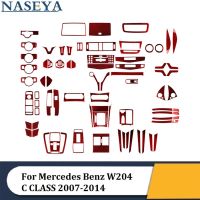 สำหรับ Mercedes Benz W203 W211 W205 W204 C E GLA GLA GLA 2007-2014สติกเกอร์คาร์บอนไฟเบอร์สีแดงอุปกรณ์ตกแต่งภายในรถยนต์