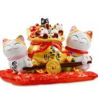 DecCool แมวกวัก แมวนำโชค Lucky cat Maneki Neko เรียกลูกค้า โชคลาภ เงินทอง ตกแต่ง ของขวัญแต่งงาน เซรามิค เรซิ่น