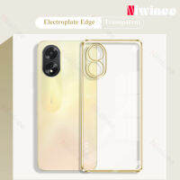 NIWINEE เคสโทรศัพท์เนื้อนิ่ม TPU ใสเคลือบผิวขอบสี่เหลี่ยมตรงสำหรับ OPPO A38 4G ฝาครอบโทรศัพท์แบบใสพร้อมเลนส์เต็มเคสกันกระแทกขายดี