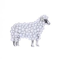 3-color White Gold Navy Pearl Sheep Badge Brooches for Women Gifts High Grade Exquisite Metal Pins Brooch for Backpack Fashion Brooches Pins