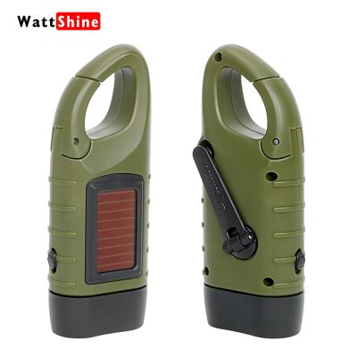 Professional Portable LED Hand Crank Dynamo Solar Power Flashlight Torch for Outdoor Camping Mountaineering Traditional Design