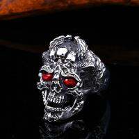 R Gothic Skull แหวนเหมาะสำหรับผู้ชาย \\ S Punk Rock หัวรถจักรเครื่องประดับ Halloween Gift