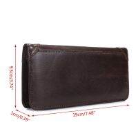 【Layor shop】กระเป๋าสตางค์หนังแท้แบบยาวสำหรับผู้ชาย Bifold Money Card Holder Clutch Purse Slim Hot N7MF