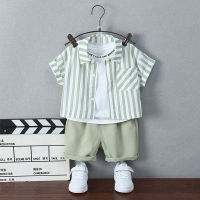 Boy Summer Clothing Shirt Outfit Fashionable Korean Style Childrens Summer Three-Piece Set 2023 New Cool Handsome Baby Children