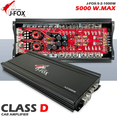 ✨จัดส่งในไทย✨ คลาสดี 5000 วัตต์ ขับซับ J-FOX รุ่น 5-2-1000W. แอมป์บราซิล Class D แอมป์รถยนต์,แอมป์ขยายเสียง เพาเวอร์แอมป์