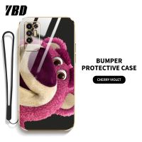 YBD การ์ตูนดิสนีย์เคสโทรศัพท์หมีสตรอเบอร์รี่สำหรับ Tecno Pova Neo 2 Pova 3 4 Pro Tecno Pova LE7n LE6 LE6h LG7n LG8n LG6n ฝาหลัง TPU นิ่มป้องกันการแตกมันวาว (ฟรีสายคล้อง)