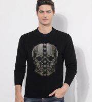 Summer Fashion New Style With Diamond Sweaters Skull Slim long Sleeve Mens sweater 100% cotton top quality