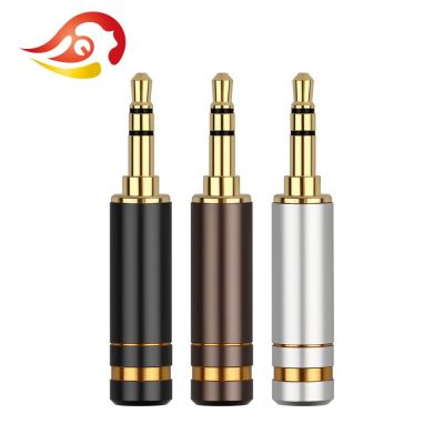 QYFANG 3.5mm 3 Pole 4-Layer Gold Plated Copper Stereo Earphone Plug Aluminum Alloy Audio Jack Metal Male Adapter Wire Connector