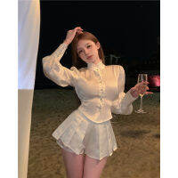COCONI เสื้อเบลาส์ผู้หญิงแบบตั้ง,ใหม่กางเกงขาสั้นเอวรุ่นเกาหลีเสื้อ