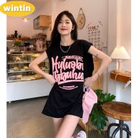 Wintin Sweet Hot Girl T-shirt Design Sense Niche Sleeveless Vest Womens Summer American R Black Loose T-shirt Top Clothes