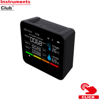 Instruments เครื่องวัด CO2หน้าจอที่มีคุณภาพในอากาศ9 In 1 BT เวลา/วันที่ CO2 TVOC HCHO PM2.5ตรวจจับอุณหภูมิความชื้นใน PM10 PM1.0รองรับการควบคุมแอปพร้อมฟังก์ชั่นเตือนสำหรับรถสำนักงานบ้าน