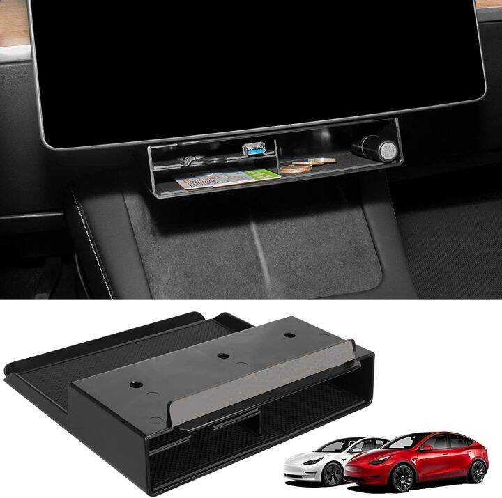 abs-car-under-screen-storage-organizer-box-for-tesla-model-3-model-y-accessories-key-card-gadget-storage-large-space-2021-2022