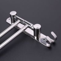 Towel Holder 2 Swivel Rotating Bars Arms Rods Stainless Steel Wall Mounted Kitchen Bathroom Rack Rail Hanger Shelf With Hook