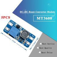 5ชิ้น MT3608 DC-DC โมดูลคอนเวอร์เตอร์เพิ่มกำลังบูสเตอร์จ่ายไฟเพิ่มบอร์ดสเต็ป2A เอาต์พุตสูงสุด28โวลต์