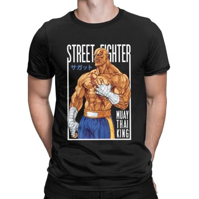 Street Fighters Sagat Muay Thai Gaming Hadouken T Shirts Men Short Sleeve Crewneck Breathable Graphic Tee Tops Casual Camisetas