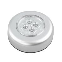 OH 4 LED Control Night Light Round Lamp Under Cabinet Closet Push Stick