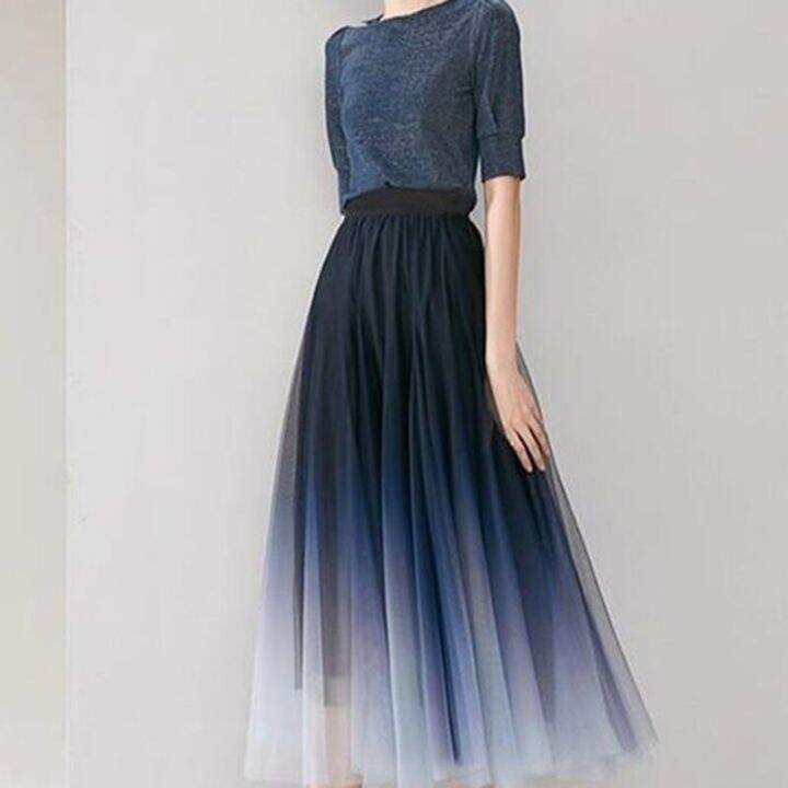 elegant-tulle-skirts-women-high-waist-gradient-mesh-pleated-midi-skirt-korean-elastic-loose-casual-all-match-a-line-skirt