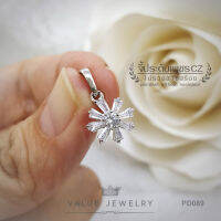 จี้สร้อยคอ ฝังคริสตัลเอมเมอรัล Emerald ลาย ดอกไม้ Flower ขนาดเล็ก สร้อย เครื่องประดับ PD089 ValueJewelry