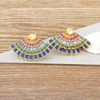 【YF】❃  Nidin Classic Design Fashion Pattern Multi-Layer Ethnic Peacock Tail-Shaped Stud Earrings Jewelry