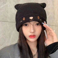 น่ารักการ์ตูนหูแมว Beanies S Kullies สำหรับผู้หญิงสาวฤดูใบไม้ร่วงฤดูหนาวอิดโรยถุงถักหมวกสบายๆหูอุ่นสกีสเก็ต Bonnet