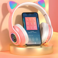 Wireless Headphone Cat Ears Flash Light Cute with Mic Can Control LED Kid Girl Stereo Music Helmet Phone BT Headset Gift